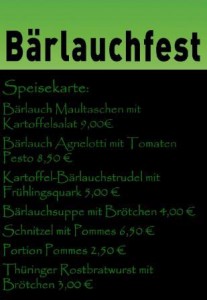 Speisekarte Baerlauchfest 16